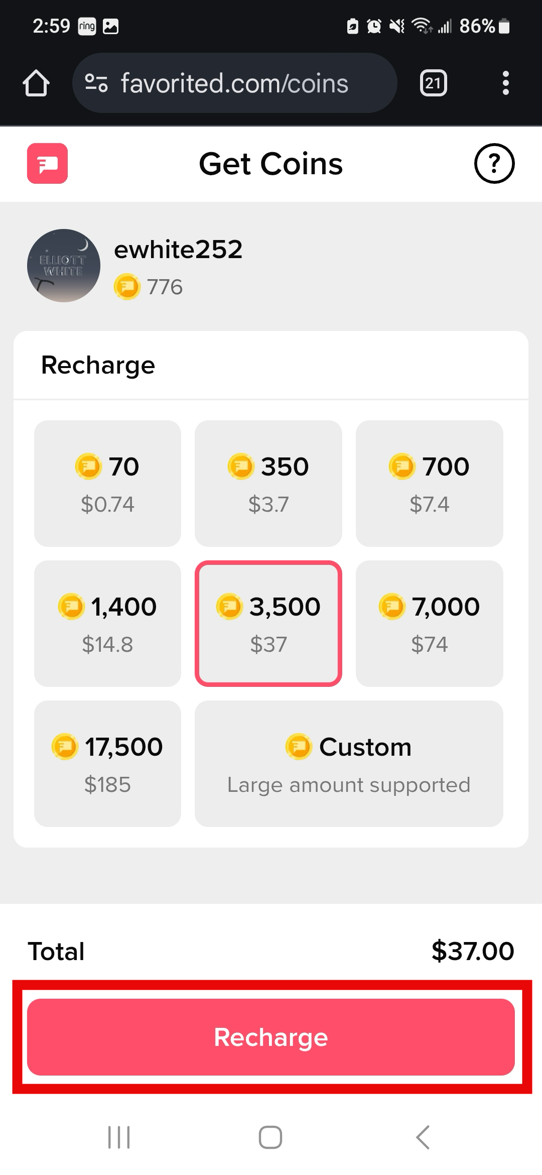 select coin amount and tap recharge.png